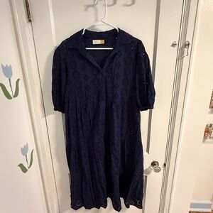Navy Blue Eyelet Dress